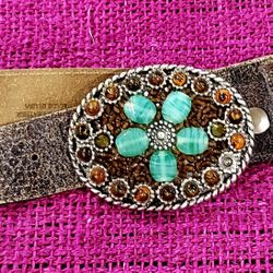 Cache Distressed Leather Belt Size Woman's Large 38in length 