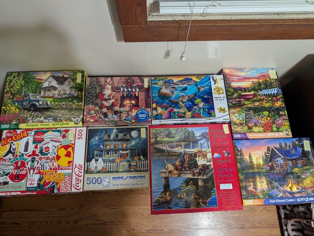 📦 Assortment of Eight 500-Piece Jigsaw Puzzles – $5 each or all 8 for $30!
