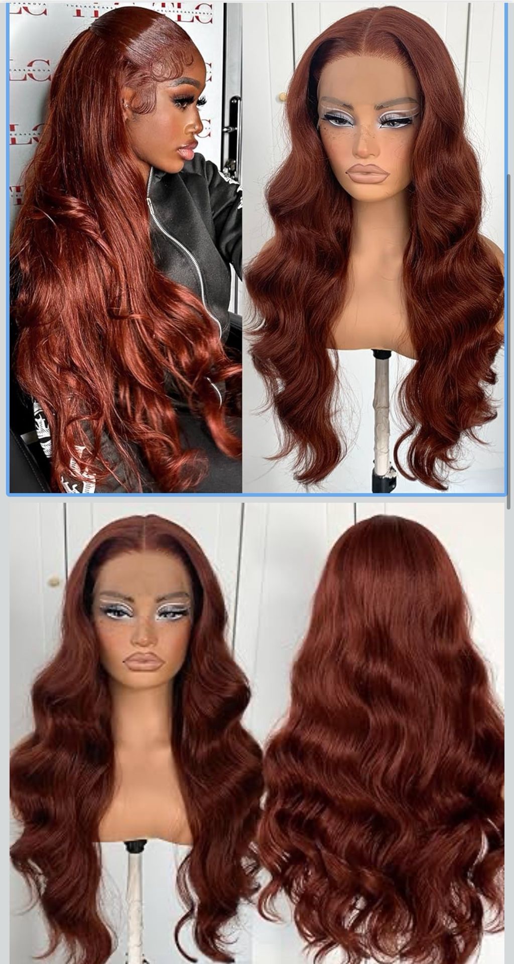 Reddish Brown HD Lace Front Wigs Glueless Red Body Wave Lace Front Wig Pre Plucked Synthetic Wear And Go Lace Front Wig 32inch SCR