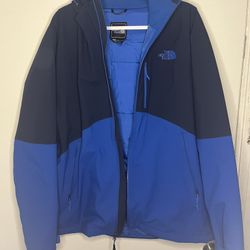 The North Face Insulated Waterproof Jacket Mens XL Blue Black Hooded Pit Zips