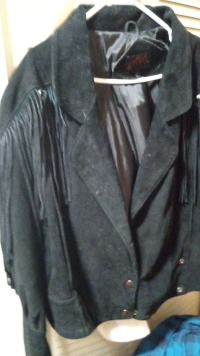 Ladies Suede Leather Fringe Jacket