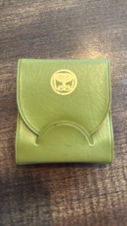 Green Leather Coin Purse with Gold Emblem