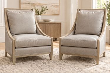 Pair of Upholstered Accent Chairs with Wood Frame