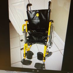 Kidz Child’s Wheelchair, 14 Inch Seat, Yellow