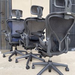 Herman Miller Aeron Chairs Full Option Model With Adjustable Headrest 