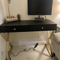 Black Wood Desk (with Or Without Chair)