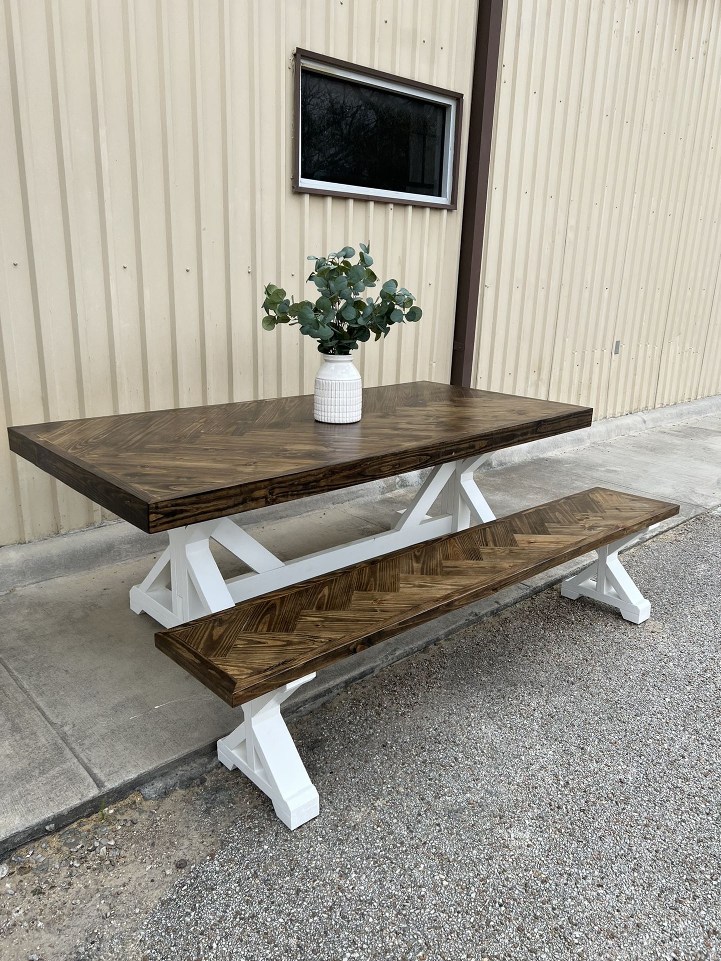 Custom Dining Table Farm House Farmhouse Modern Rustic Set Bench