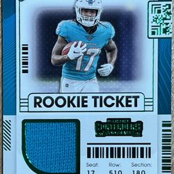 2021 Panini Contenders Rookie Ticket 2 Color Swatch #RTS-JWA Jaylen Waddle