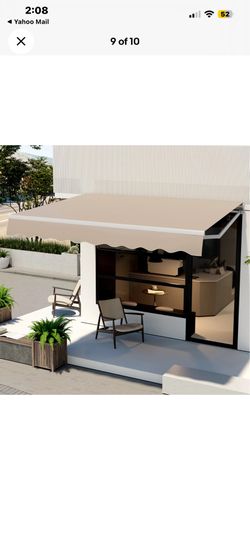 *NEW* 10' x 8' Retractable Patio Awning Aluminum Deck Sunshade Shelter Outdoor Beige