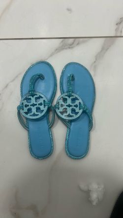 tory burch sandals sparkling blue