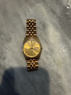 Vintage Seiko SQ Gold Tone "President" Day-Date Watch With Papers