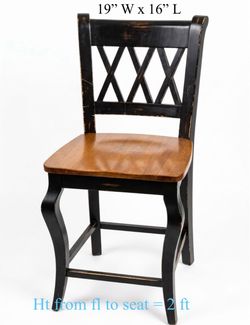 Pair of Custom Solid Wood Distressed Counter Stools / Chairs (Set of 2)