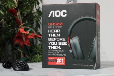 NEW SEALED AOC GH300 USB Gaming Headset PC Computer Headphone RGB LED Detachable Microphone 7.1 Channel