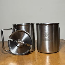 Camping Backpacking Gear- The Pathfinder School Stainless Steel 25oz. Cup & Lid Set