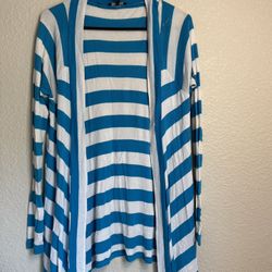 Express Blue And White Cardigan Small