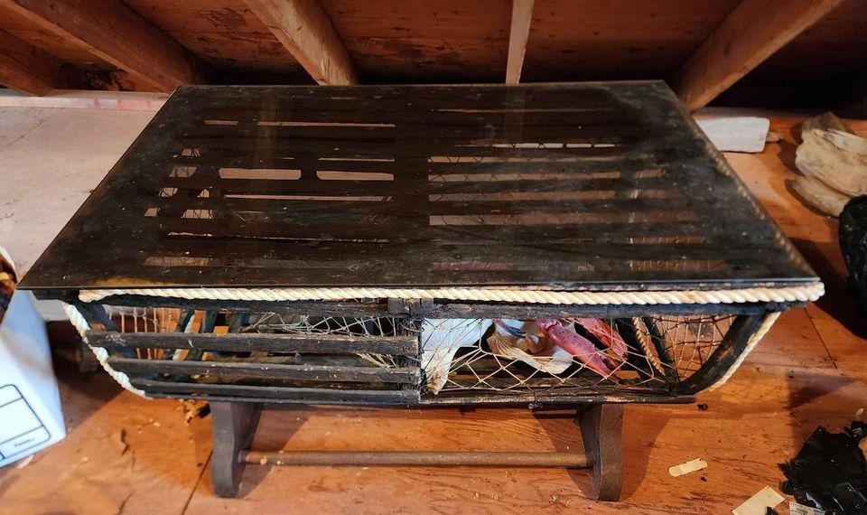 アンティーク ロブスター インテリア Antique Glass Lobster Trap Coffee Table Nautical