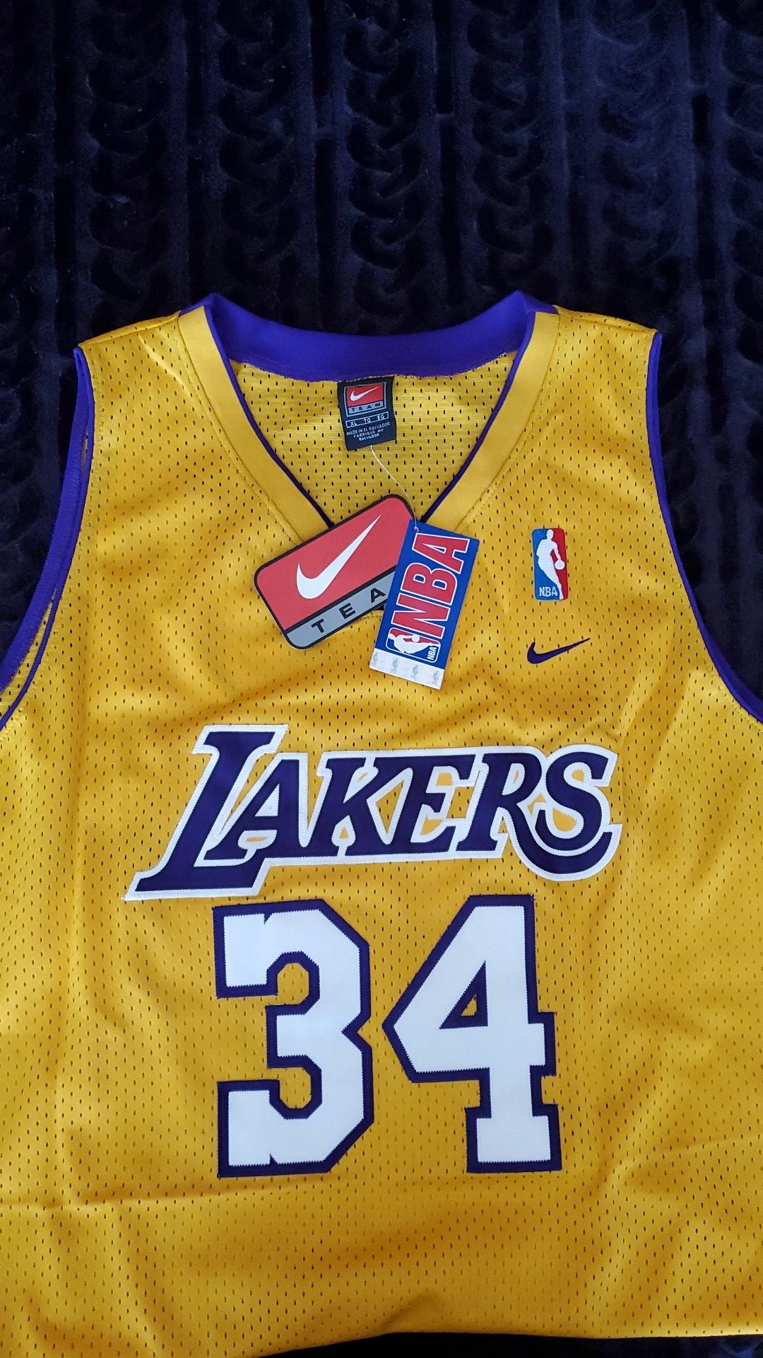 SHAQUILLE O'NEAL Los Angeles Lakers #34 TEAM NIKE Stitched Yellow NBA Jersey Size Adult XL NWT (retails for $70)