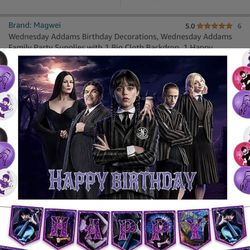 Wednesday Backdrop And Birthday Banner Only