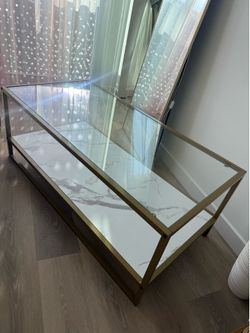 Glass golden coffee table