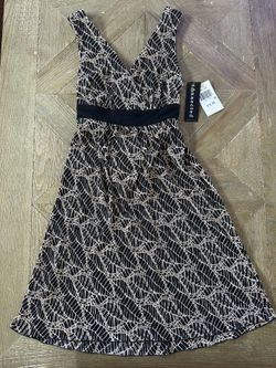 Black & Gold Evening  Belted Dress  