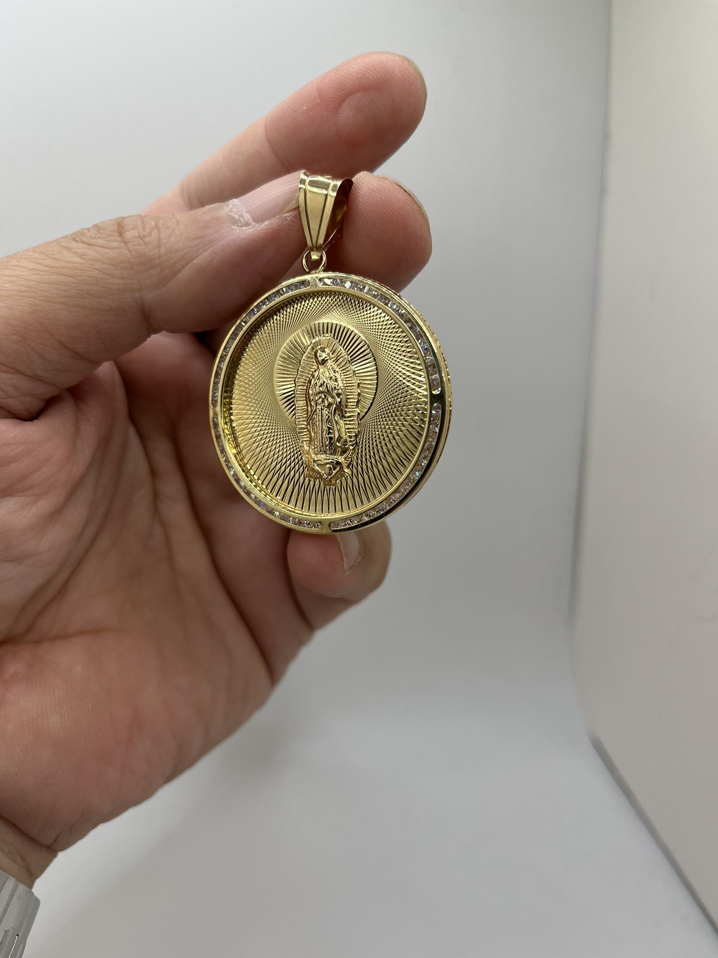 Brand New 10k Gold Double Sided Religious Pendant