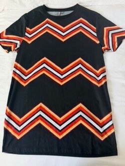 Black Chevron Print T-Shirt Dress