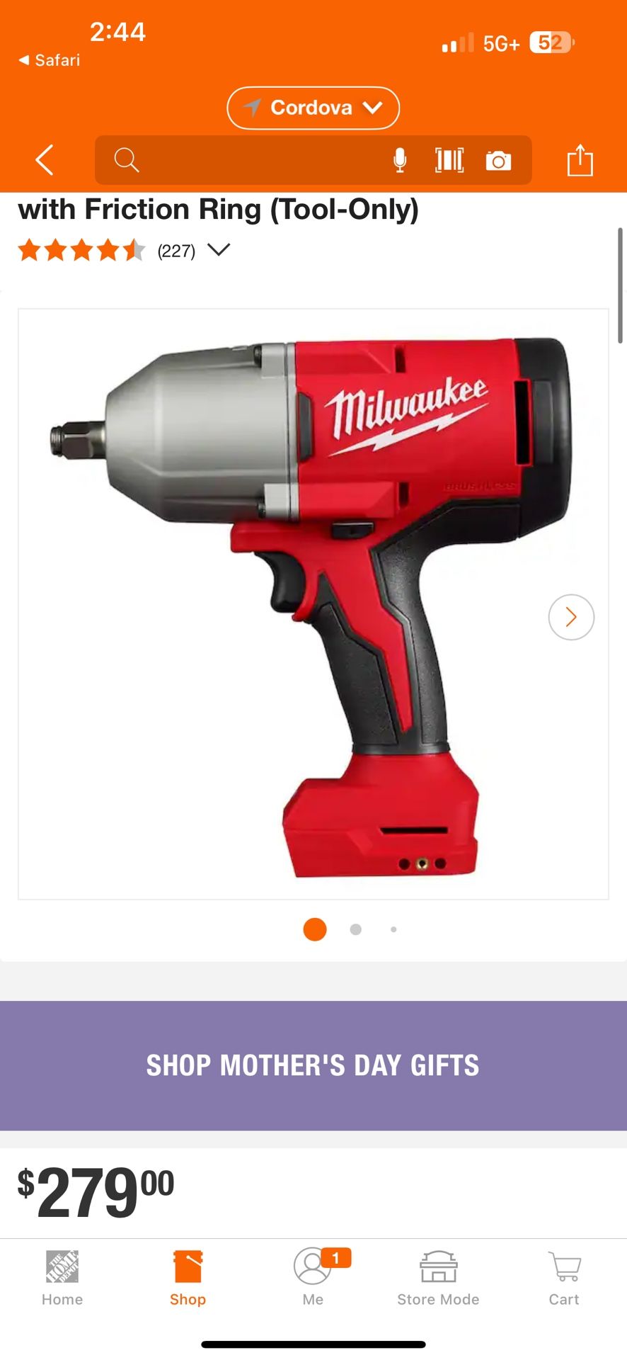 Milwaukee M18 18-Volt Lithium-Ion Brushless 1/2 in. High Torque Impact Wrench with Friction Ring (Tool-Only)