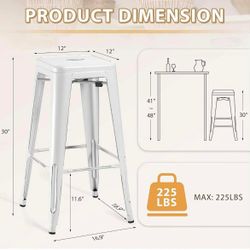 30 Inch Metal Bar Stools Set of 2