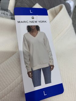 NEW MARC NEW YORK Woman’s Crew Sweater Top Cream sz Large