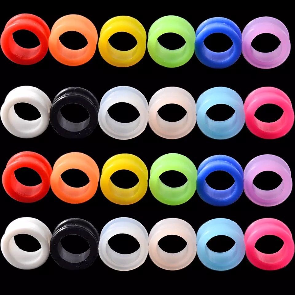5mm - 24PCS Flexible Silicone Flexible Skin Ear Tunnels Plugs Mix Color Earlet Gauges Expander Piercing Earrings Body Jewelry Earlets