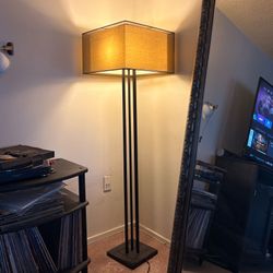 Modern floor lamp with square shade.