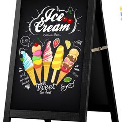 Chezerra A Frame Chalkboard Sign, 40"x20" Extra Large Sidewalk Chalk Board, Wooden Standing ChalkBoards Set with Markers, Double-Sided Magnetic Blackb