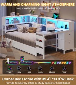 Teenagers drive me nuts! Changed her mind cause it didn’t fit her vibe. I paid shipping so you don’t have to! Brand new,In box. Twin corner bed with L