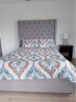 Queen size bed FRAME with tall HEADBOARD