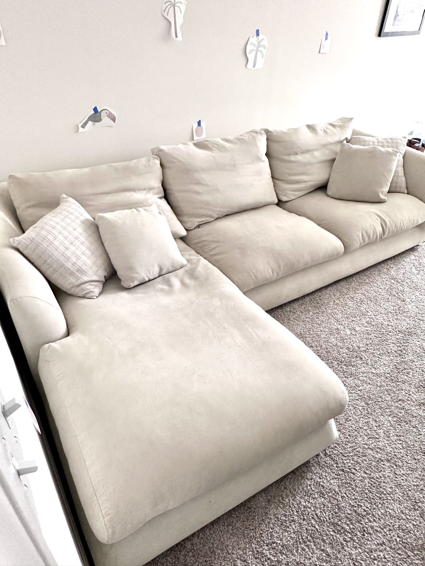 Cream Sectional Sofa - Left Chaise 