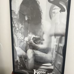 Frank Zappa Vintage Poster 24x36 - Black & White Guitar Photo, Professionally Framed