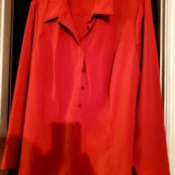 Red Long Sleeve Button Down Blouse 22/24