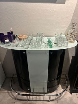 FULLY equipped Glass top white and black home bar. Along with an all wood 6ft wine bar. See pics and details