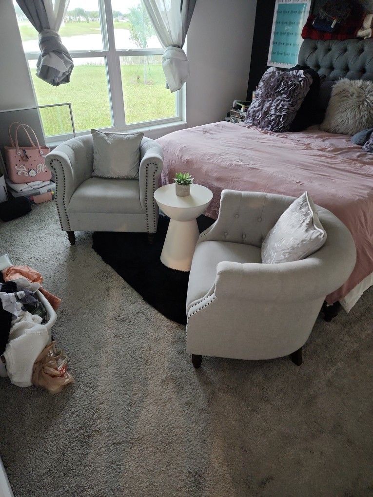 2 Chairs And Pedistal Table