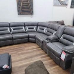 New Ashley Brand Dark Gray Power Reclining Sectional Sofa Couch 