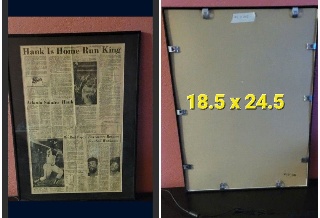 Hank Aaran Home Run King Newspaper Framed