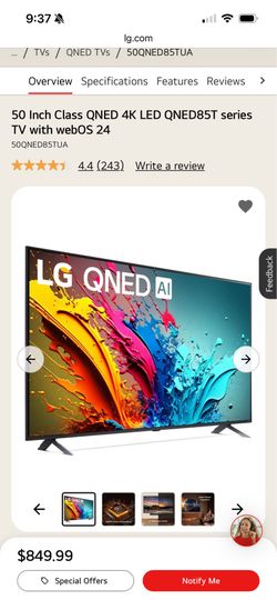 50 Inch Class QNED 4K LED QNED85T series TV with webOS 24 text me for pictures or best offer