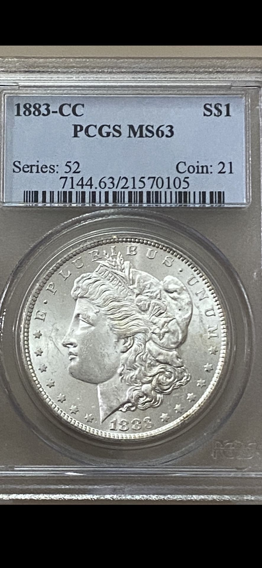 1883-CC Morgan Silver Dollar Coin $1 - PCGS MS63 - Carson City