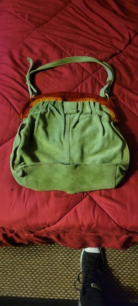 Green Suede Woman Purse