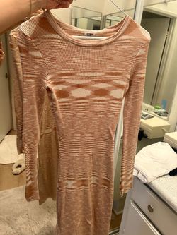 Long sleeve white and nude dress