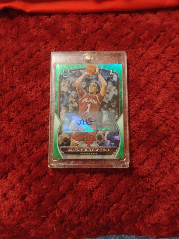 Jalen Hood Schifino 1st Bowman U Green Refractor Auto /99
