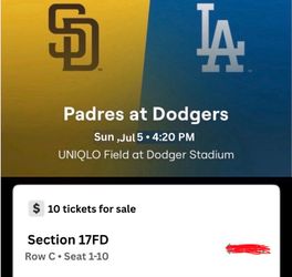 Los Angeles Dodgers vs San Diego Padres- Sun