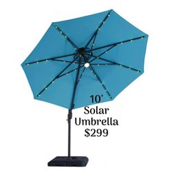 NEW 10’ ROUND SOLAR UMBRELLA