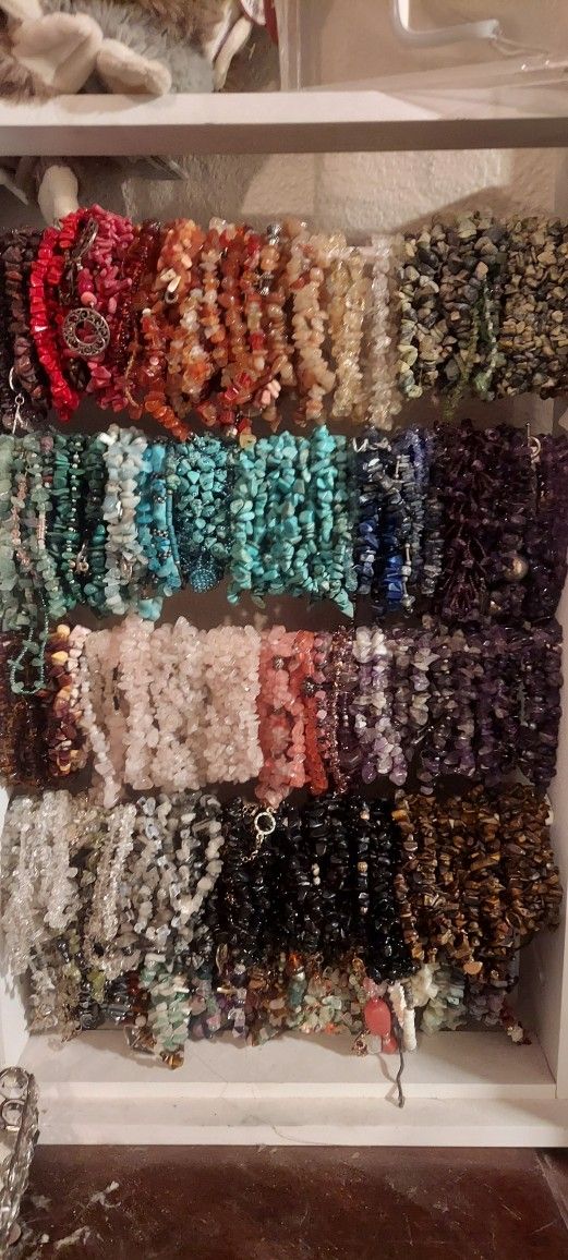 Natural Stone Chip Beaded Bracelets