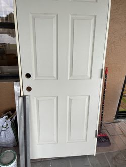Left Hand Swing Primed Solid 6 Panel Door 32x80